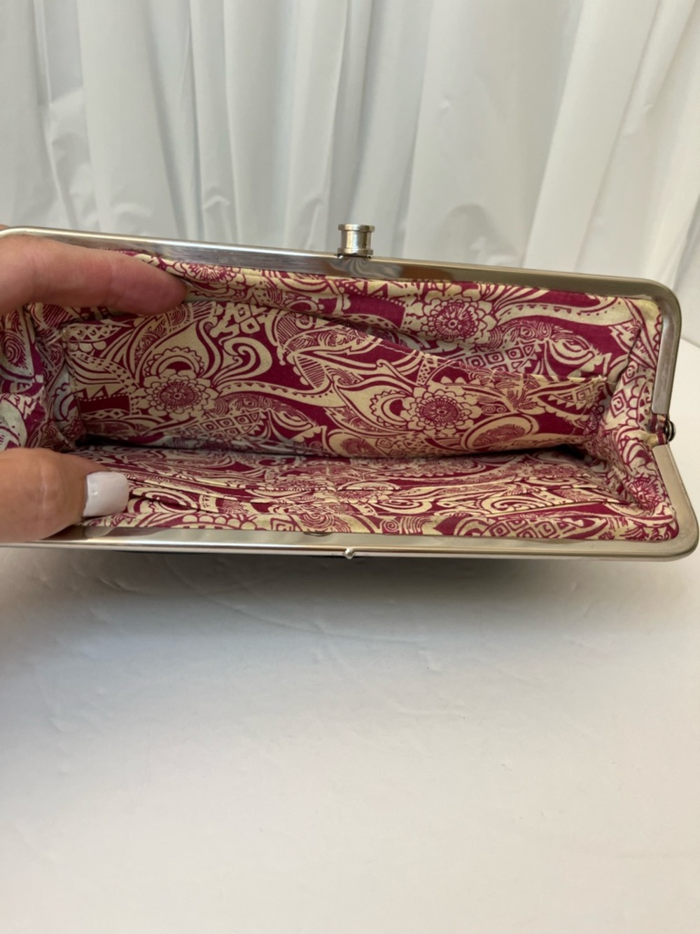 HOBO Black Leather Frame Clutch with Silver Trim - Picture 5 of 14